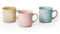 Lot de 3 mugs en grès pastel – LOVE, PEACE & JOY (250 ml)