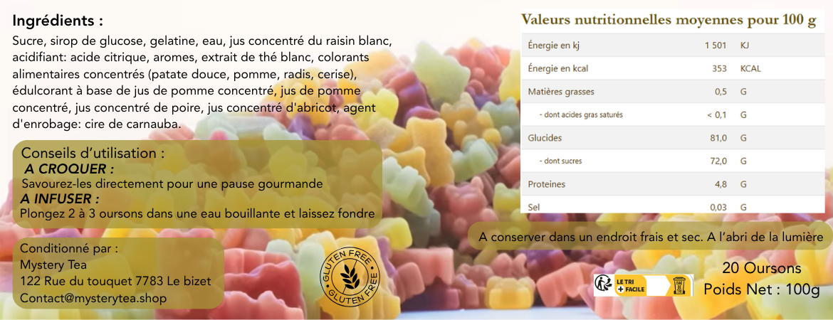 Étiquette des oursons : ingrédients, préparation, conservation et valeurs nutritionnelles