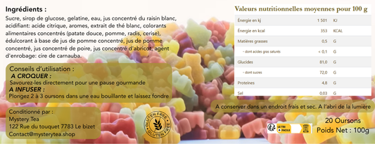 Étiquette des oursons : ingrédients, préparation, conservation et valeurs nutritionnelles