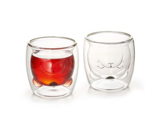 Verre à double paroi “Chat Thé-Riblement Mignon”